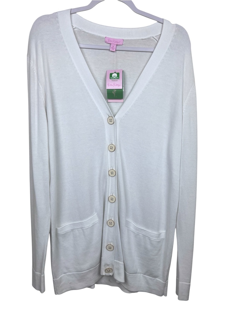 Lilly Pulitzer Abby Cardigan Sweater White XL Cotton